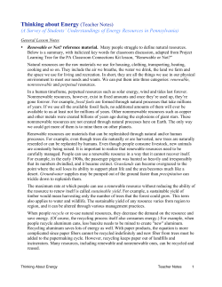 Thinking about Energy (Teacher Notes)