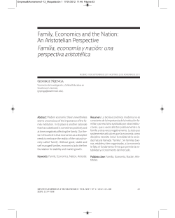 Family, Economics and the Nation: An Aristotelian Perspective