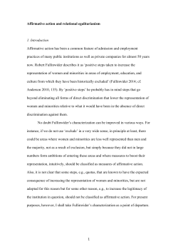 1 Affirmative action and relational egalitarianism 1. Introduction
