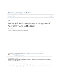 Are You Still My Mother, Interstate Recognition of Adoption by Gays