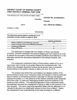 DISTRICT COURT OF NASSAU COUNry FIRST DISTRICT