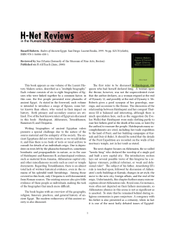 Untitled [Sue DAuria on Rulers of Ancient Egypt] - H-Net