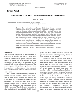 Review Article Review of the Freshwater Catfishes of Iran (Order