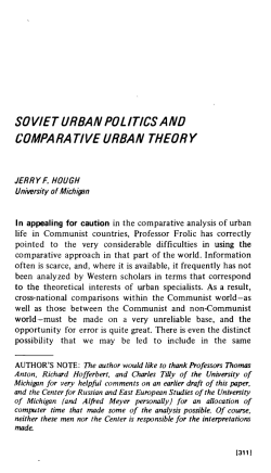 soviet urban politics and compa ra ti ve urban theor y