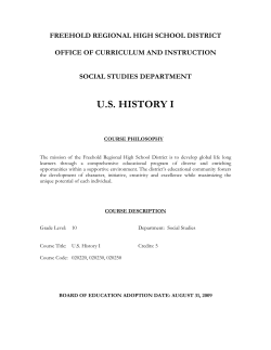 FREEHOLD REGIONAL HIGH SCHOOL DISTRICT Board of Education