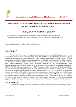Recrystallized Agglomerates of Indomethacin by Emulsion Solvent
