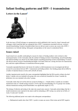 Infant feeding patterns and HIV&ndash;1 transmission