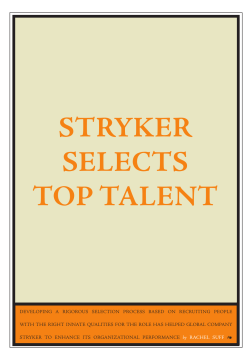 STRYKER SELECTS TOP TALENT