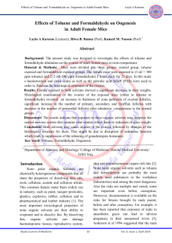 Effects of Toluene and Formaldehyde on Oogenesis in Adult Female