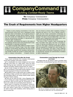 The Crush of Requirements from Higher Headquarters