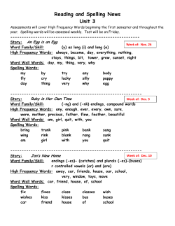 Reading and Spelling News Unit 3