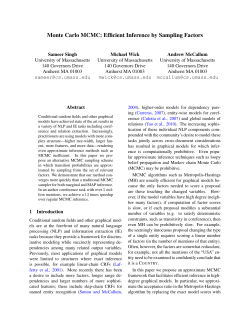Monte Carlo MCMC: Efficient Inference by Sampling Factors