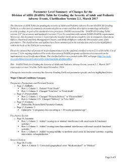 Parameter Level Summary of Changes
