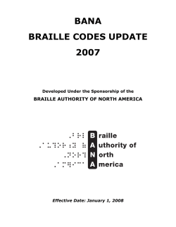 BANA Braille Codes Update 2007