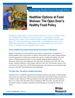 Healthier options at food shelves: The Open Door`s healthy food policy