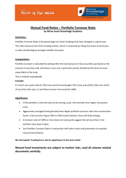 Mutual Fund Ratios &ndash; Portfolio Turnover Ratio