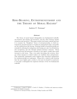 Risk-Bearing, Entrepreneurship and the Theory of Moral Hazard&lowast;