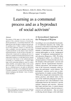 Learning as a communal process and as a byproduct of social activism