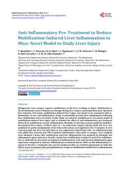 Anti-Inflammatory Pre-Treatment to Reduce Mobilization