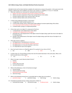 Unit 9 (Work, Energy, Power, and Simple Machines) Practice