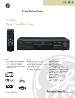 GE1101P Digital Video Disc Player