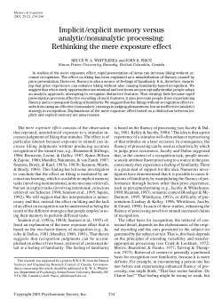 Implicit/explicit memory versus analytic/nonanalytic processing