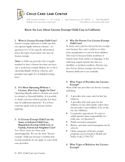 Know the Law About License Exempt Child Care in California