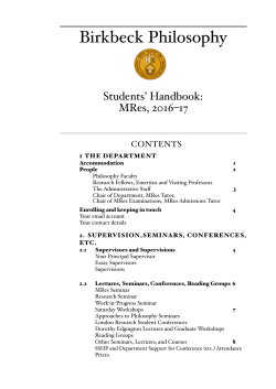 MRes Handbook - Birkbeck, University of London