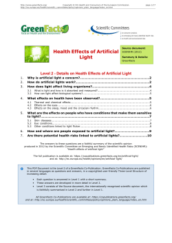 Health Effects of Artificial Light