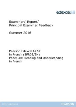 Examiner Feedback Summer 2016 - Edexcel