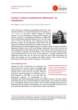 Turkey`s critical constitutional referendum: an introduction