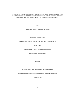 a biblical and theological study (analysis) of marriage and divorce