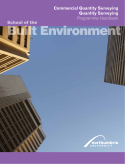 School of the Commercial Quantity Surveying Quantity Surveying