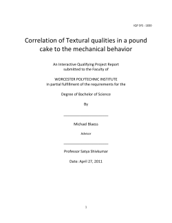 Correlation of Textural qualities in a pound cake to the mechanical