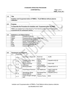 Separation of mononuclear cells from whole blood using Ficoll