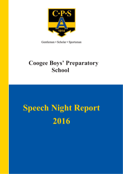 Speech Night Booklet 2016 - Coogee Boys` Preparatory School
