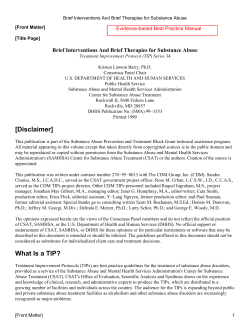 Brief Interventions And Brief Therapies for Substance Abuse