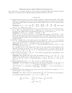 Multivariate Calculus: Review Problems for Examination Two
