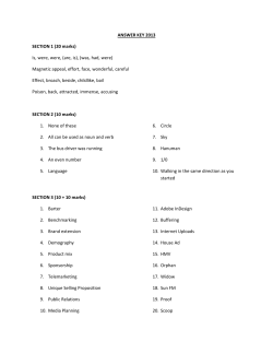 ANSWER KEY 2013 SECTION 1 (20 marks) Is, were, were, (are, is