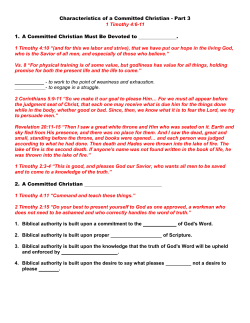 Characteristics of a Committed Christian - Part 3 1 Timothy 4:6