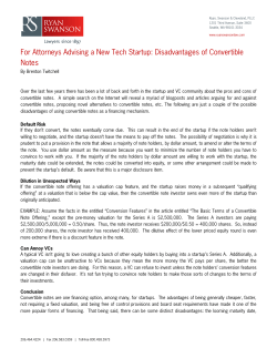 Disadvantages of Convertible Notes