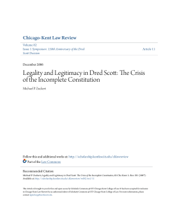 Legality and Legitimacy in Dred Scott: The Crisis of the Incomplete