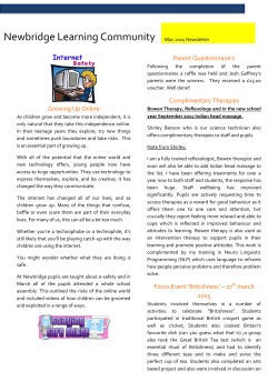 Newbridge Learning Community May 2015 Newsletter