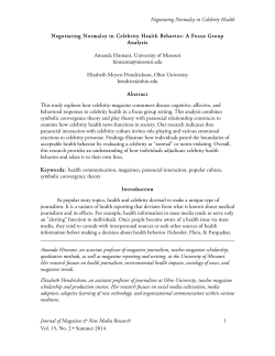 Negotiating Normalcy in Celebrity Health Journal of Magazine