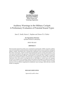Auditory Warnings in the Military Cockpit:: A Preliminary