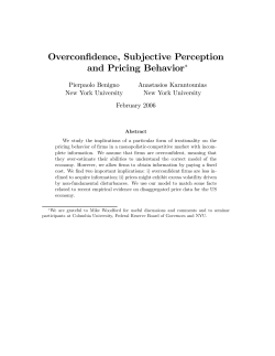 Overconfidence, Subjective Perception and Pricing Behavior&lowast;