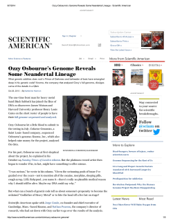 Ozzy Osbourne`s Genome Reveals Some Neandertal Lineage