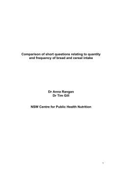 Draft Report on Bread and Cereal Intake for Advisory Committee
