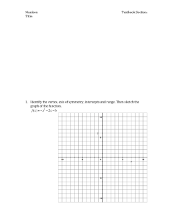 1. Identify the vertex, axis of symmetry, intercepts
