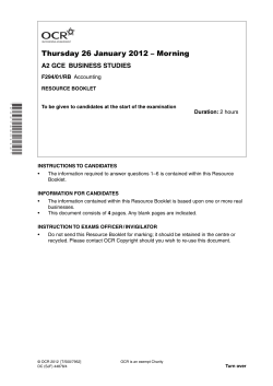 Question paper - Unit F294/01/RB - Accounting - Resource